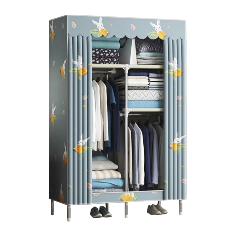 Contemporary Wardrobe Metal 1-Door Wardrobe Closet With Shelves