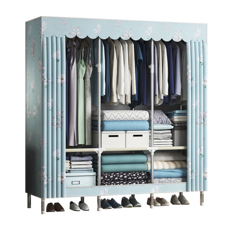 Contemporary Wardrobe Metal 1-Door Wardrobe Closet With Shelves