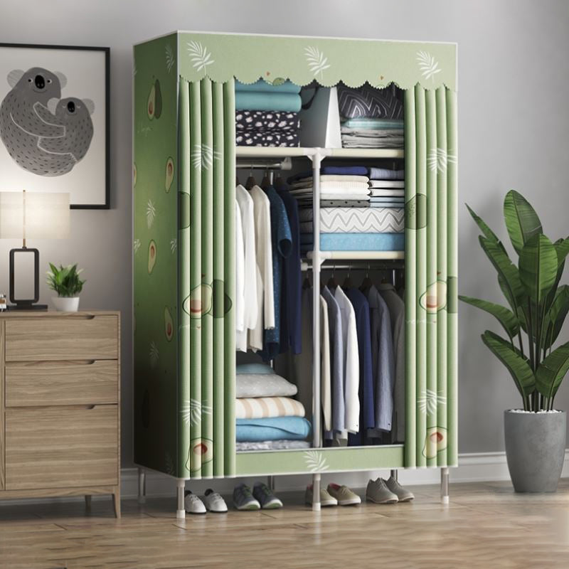 Contemporary Wardrobe Metal 1-Door Wardrobe Closet With Shelves