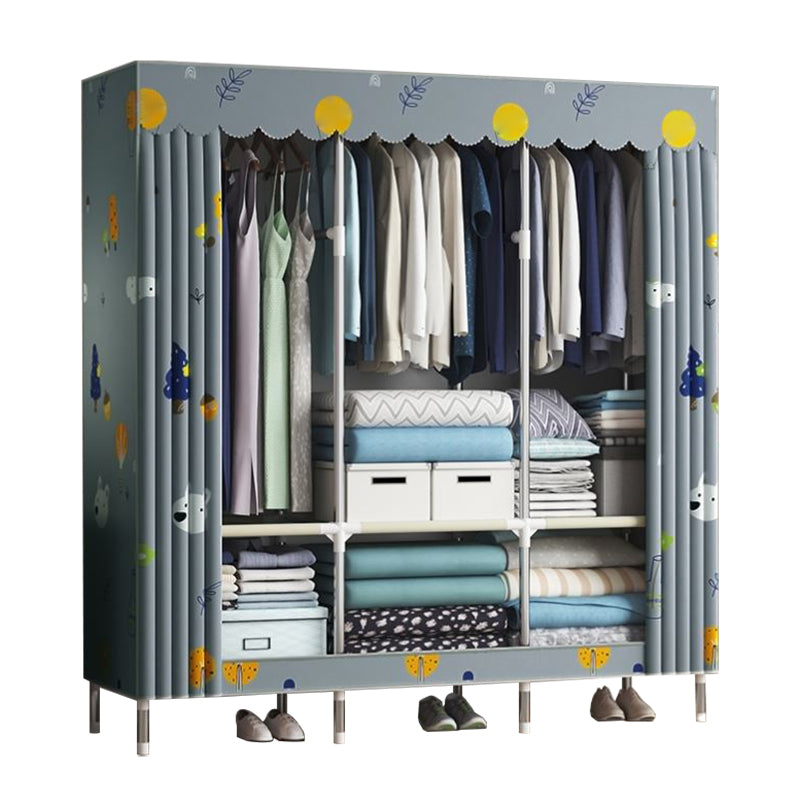 Contemporary Wardrobe Metal 1-Door Wardrobe Closet With Shelves
