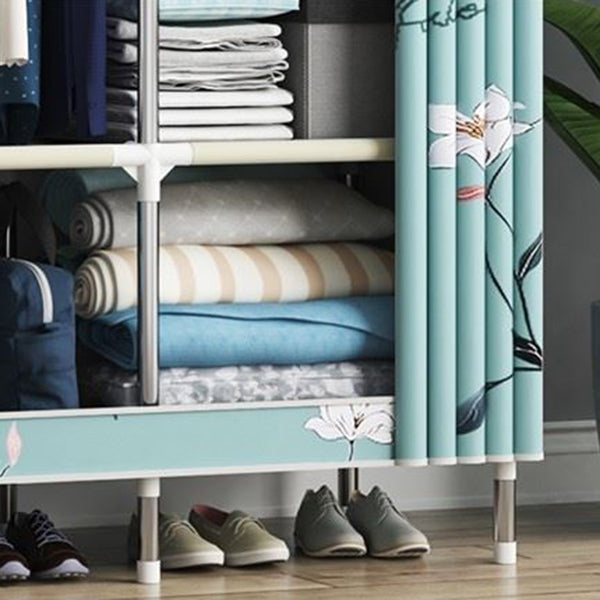 Contemporary Wardrobe Metal 1-Door Wardrobe Closet With Shelves