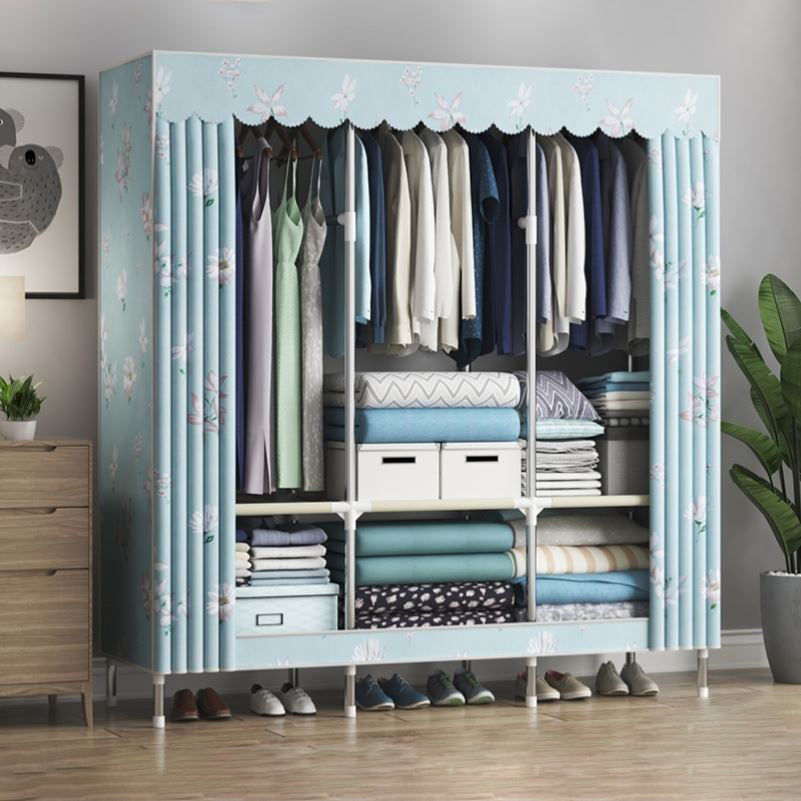 Contemporary Wardrobe Metal 1-Door Wardrobe Closet With Shelves