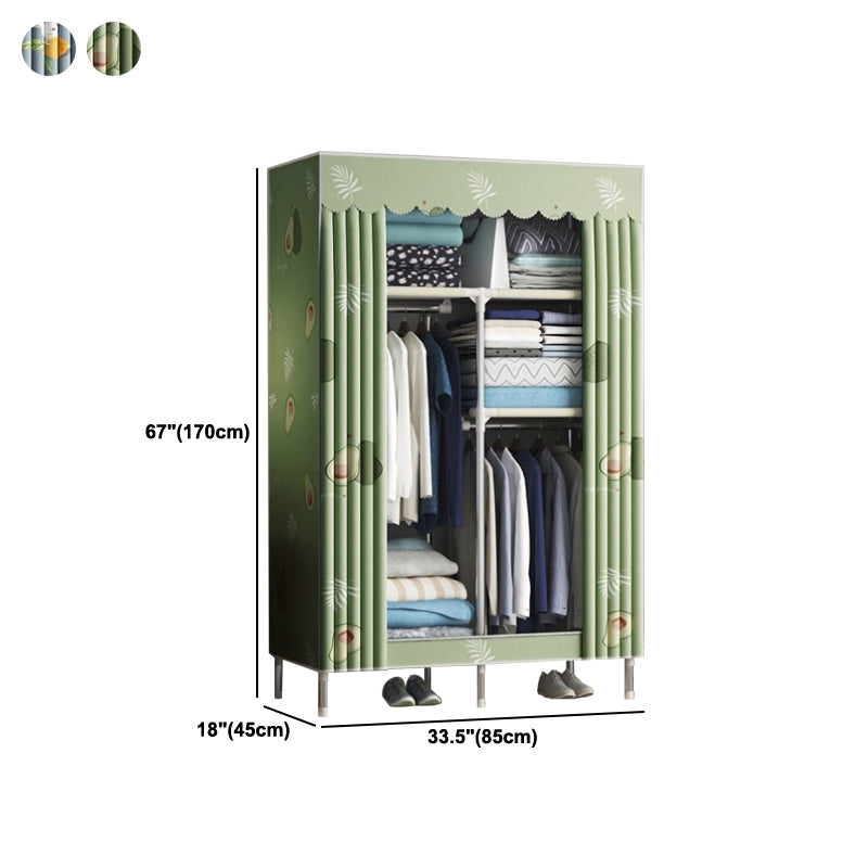 Contemporary Wardrobe Metal 1-Door Wardrobe Closet With Shelves