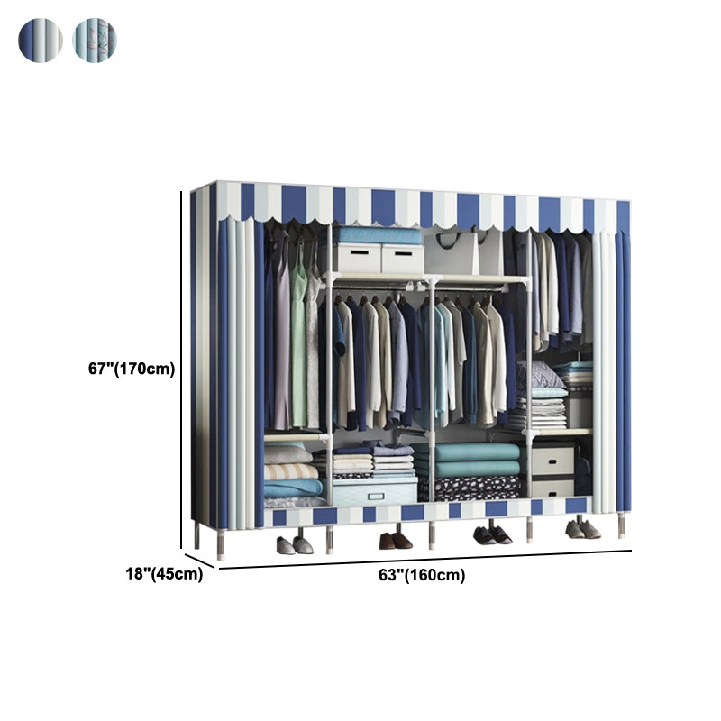 Contemporary Wardrobe Metal 1-Door Wardrobe Closet With Shelves