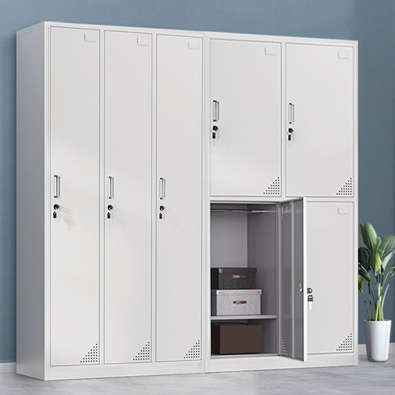 Metal Matte Finish Wardrobe with Hinged Door Modern Style Storage Cabinet