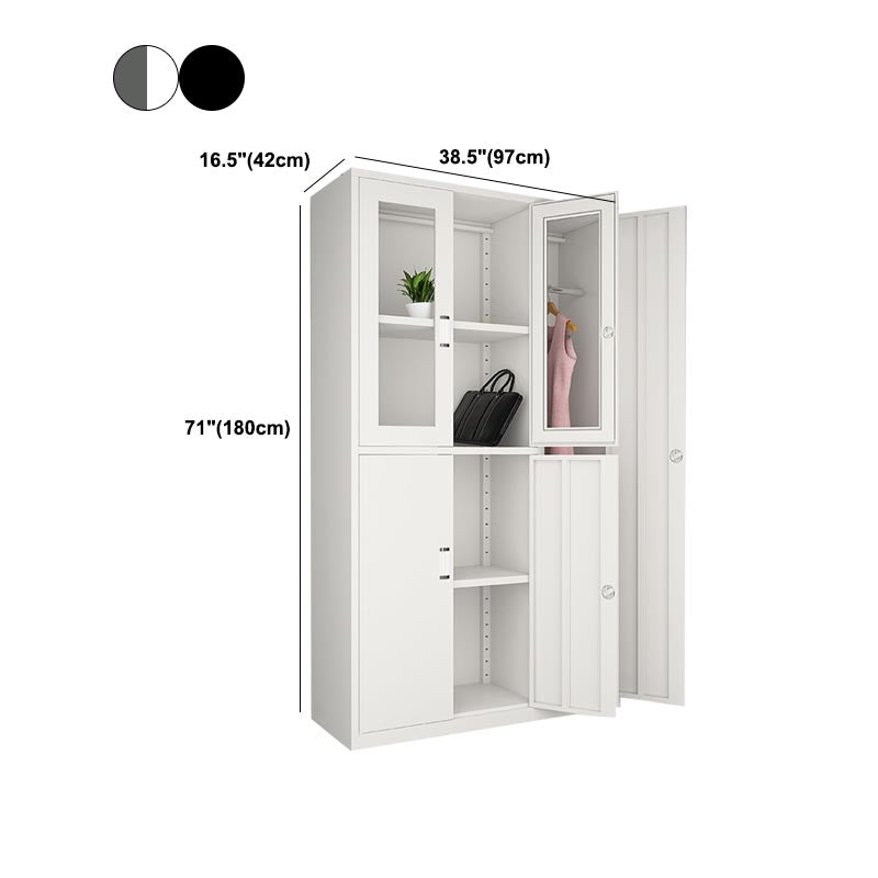 Metal Matte Finish Wardrobe with Hinged Door Modern Style Storage Cabinet