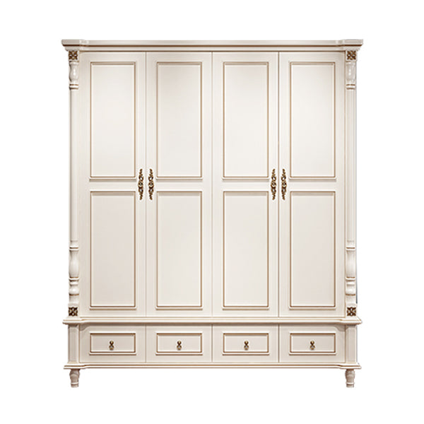 Traditional Wardrobe Armoire White Wooden Wardrobe Cabinet with Legs