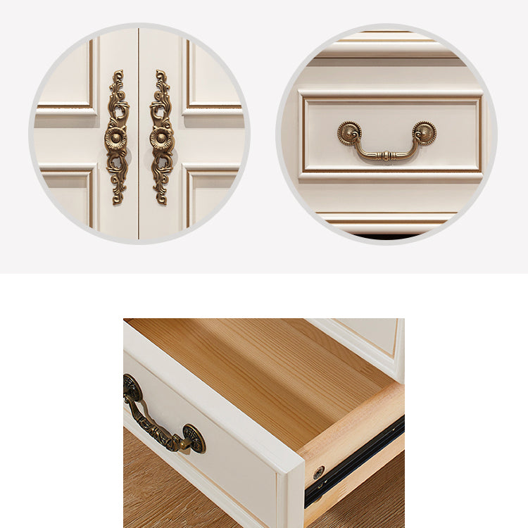 Traditional Wardrobe Armoire White Wooden Wardrobe Cabinet with Legs