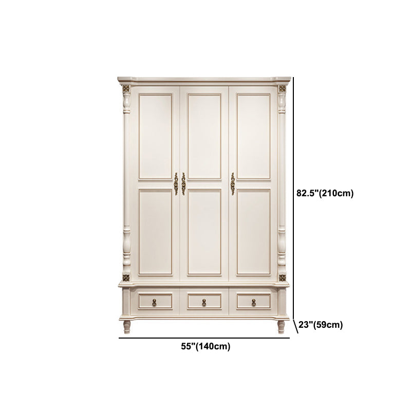 Traditional Wardrobe Armoire White Wooden Wardrobe Cabinet with Legs