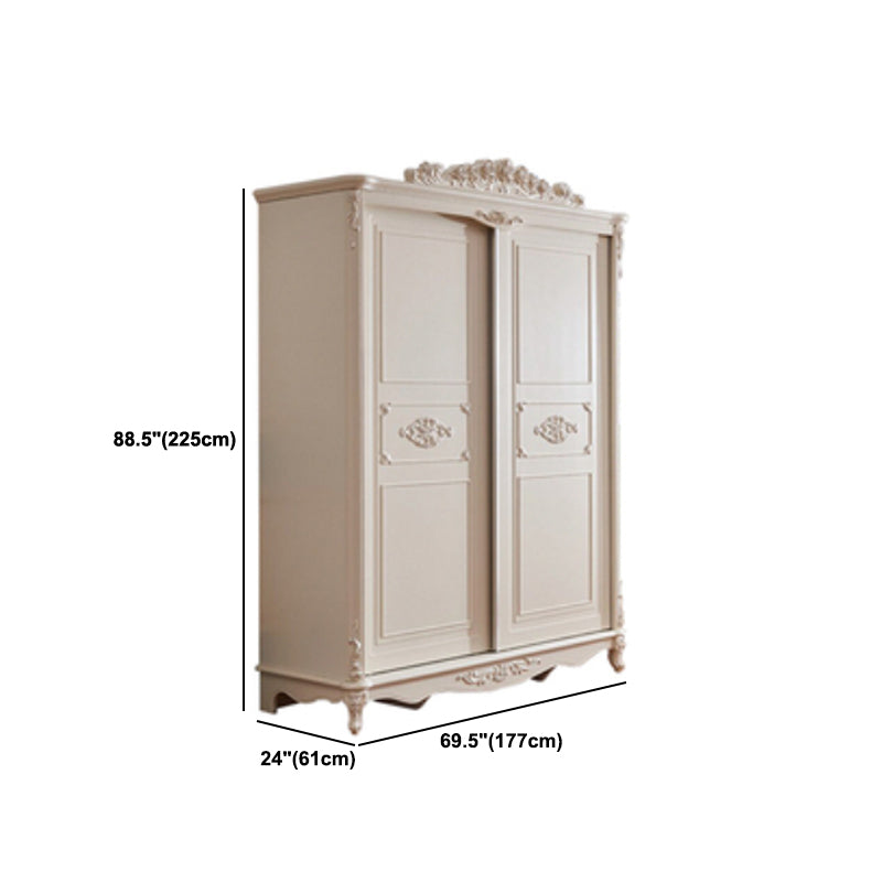 Traditional Wardrobe Armoire White Wooden Wardrobe Cabinet with Legs