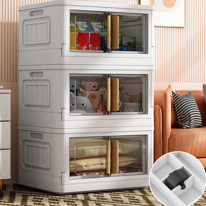 White Storage Cabinet Contemporary Hinged Wardrobe Cabinet for Bedroom