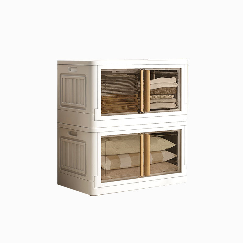 White Storage Cabinet Contemporary Hinged Wardrobe Cabinet for Bedroom