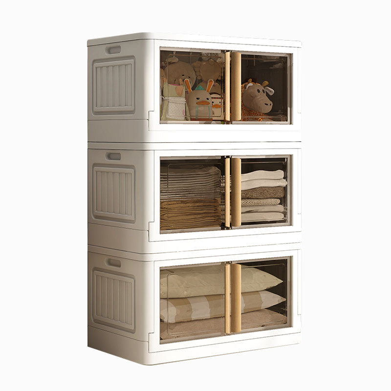 White Storage Cabinet Contemporary Hinged Wardrobe Cabinet for Bedroom