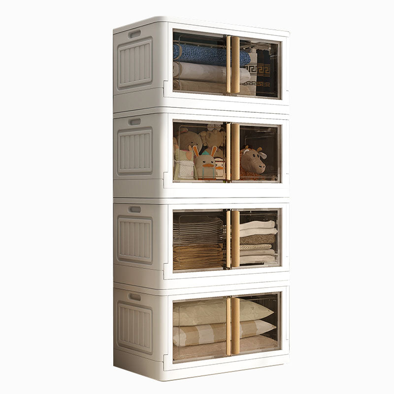 White Storage Cabinet Contemporary Hinged Wardrobe Cabinet for Bedroom