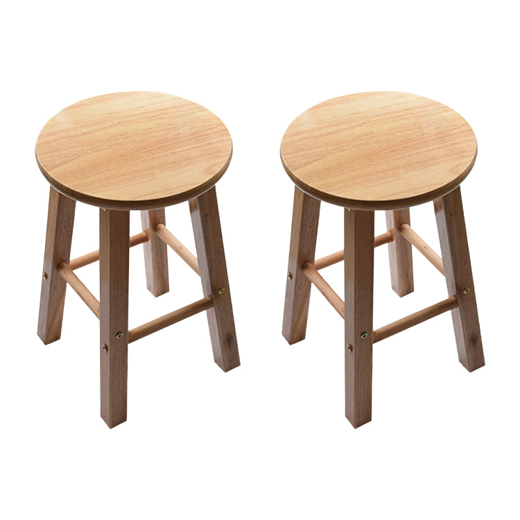 Modern Round Backless Stool Oak Solid Wood Bar Stool in Natural