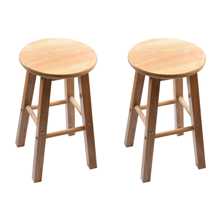 Modern Round Backless Stool Oak Solid Wood Bar Stool in Natural