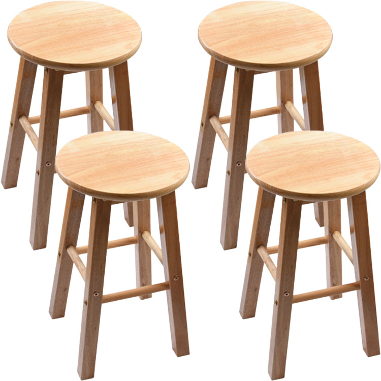 Modern Round Backless Stool Oak Solid Wood Bar Stool in Natural