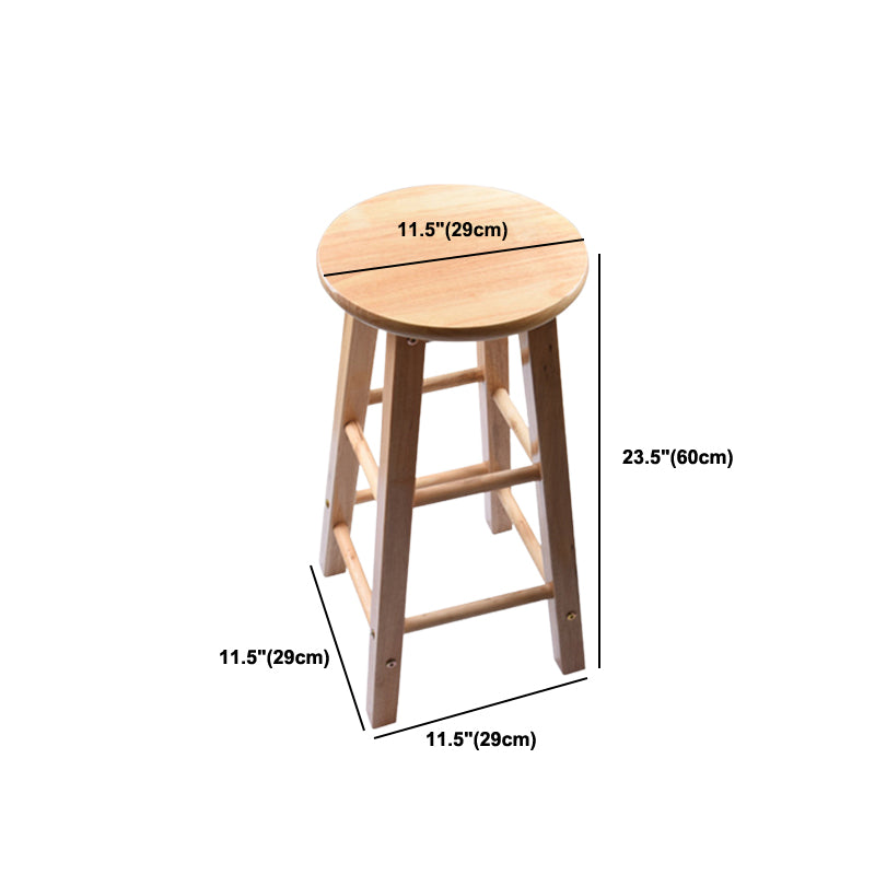 Modern Round Backless Stool Oak Solid Wood Bar Stool in Natural