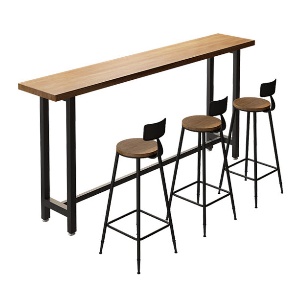 Modern 1/7 Pieces Bar Table Set Rectangle Pine Wood Counter Table with Stools for Shop