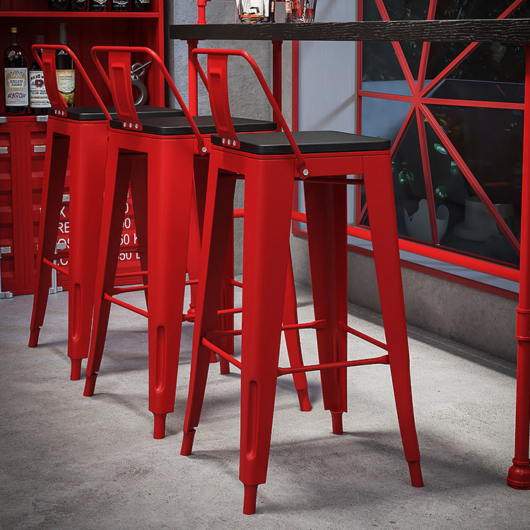 Industrial Red and Black Pub Table Set 1/2/4 Pieces Rectangle Trestle Pub Dining Set