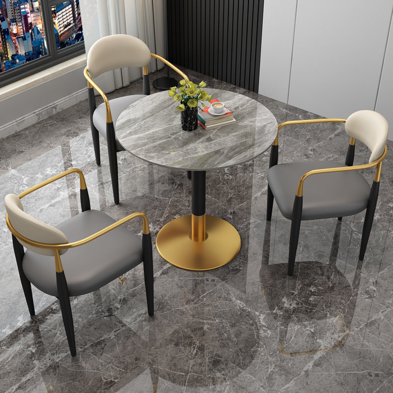 Round Dining Room Table Luxury Pedestal Base Desk of Sintered Stone