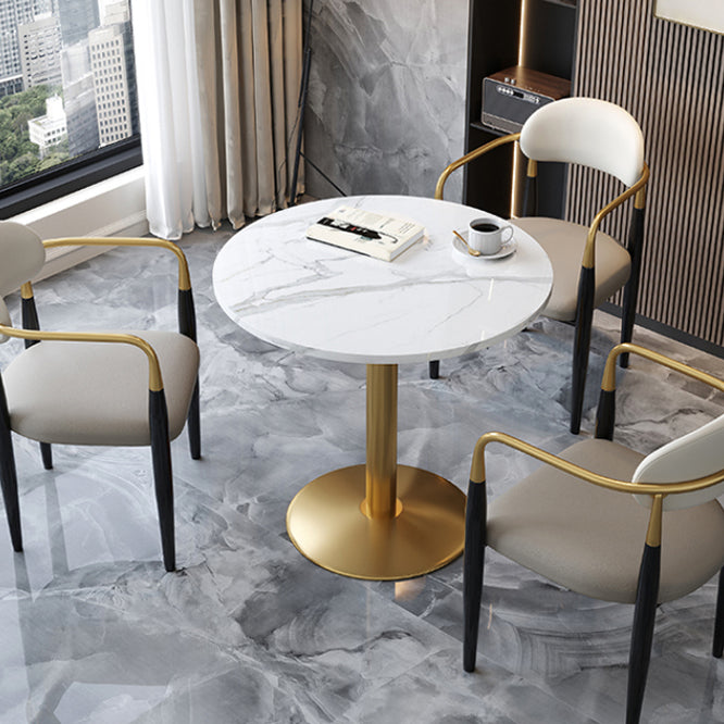 Round Dining Room Table Luxury Pedestal Base Desk of Sintered Stone