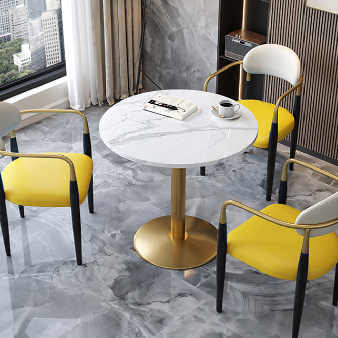 Round Dining Room Table Luxury Pedestal Base Desk of Sintered Stone