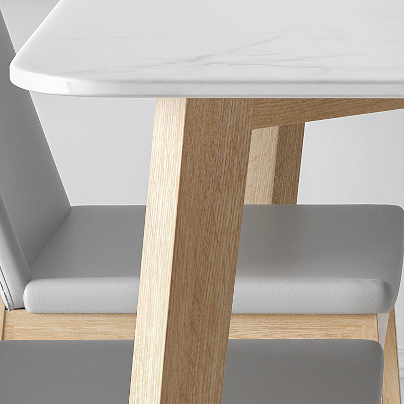 White Stone Top Dining Table Mid-Century Modern Dining Table with 4 Legs