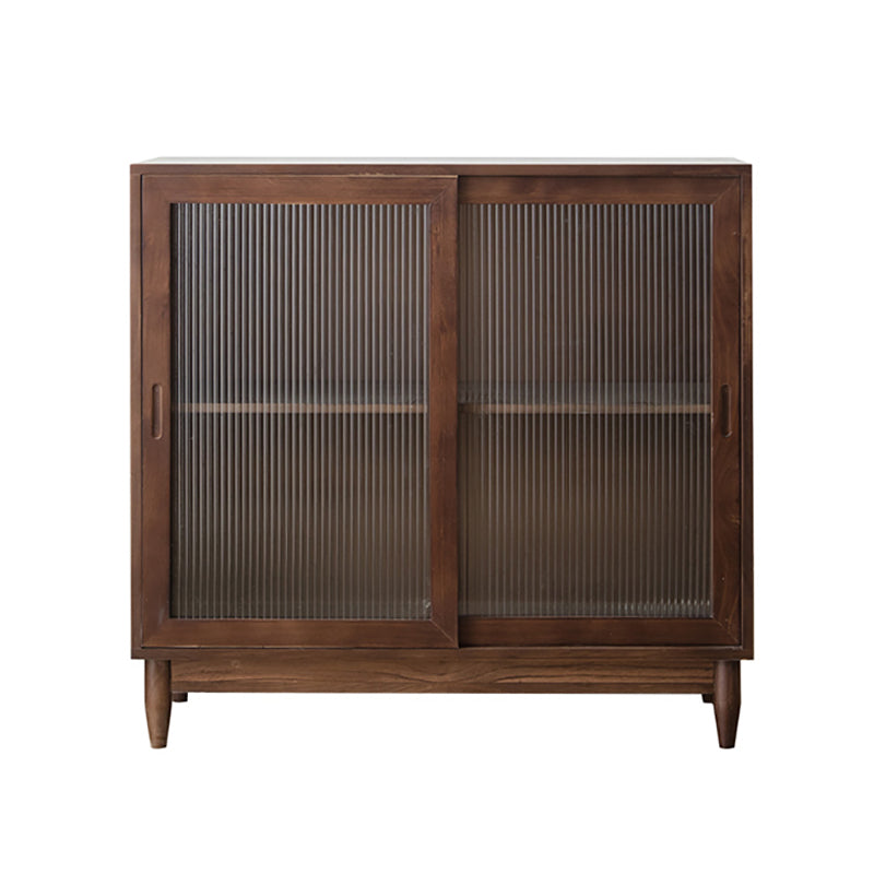 Modern Style Sideboard Pine Frame Glass Doors Buffet Server for Dining Room