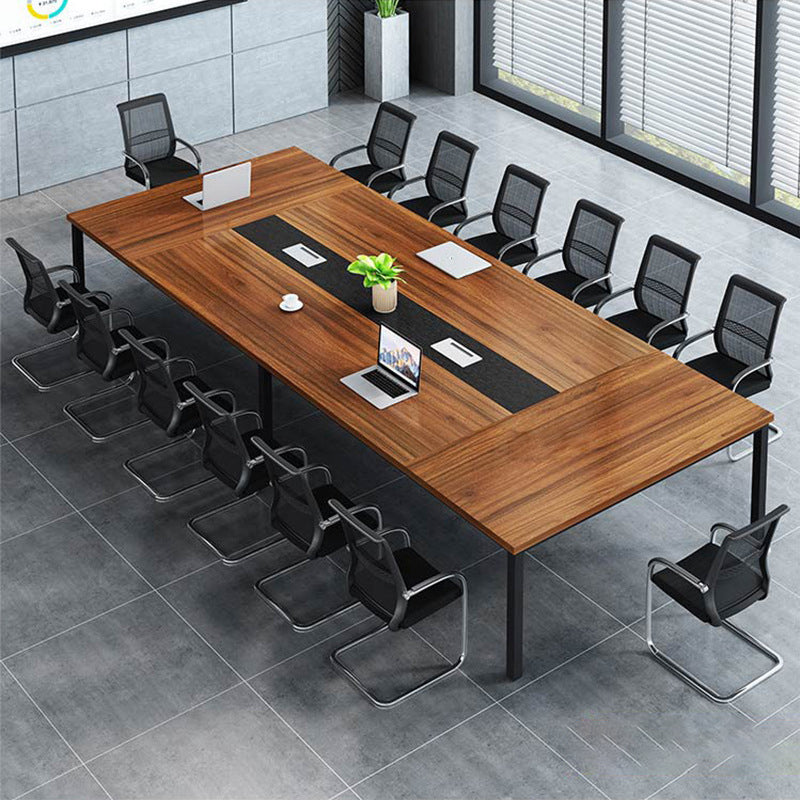 Modern Rectangular Office Desk with Metal Legs Manufactured Wood Desk for Home