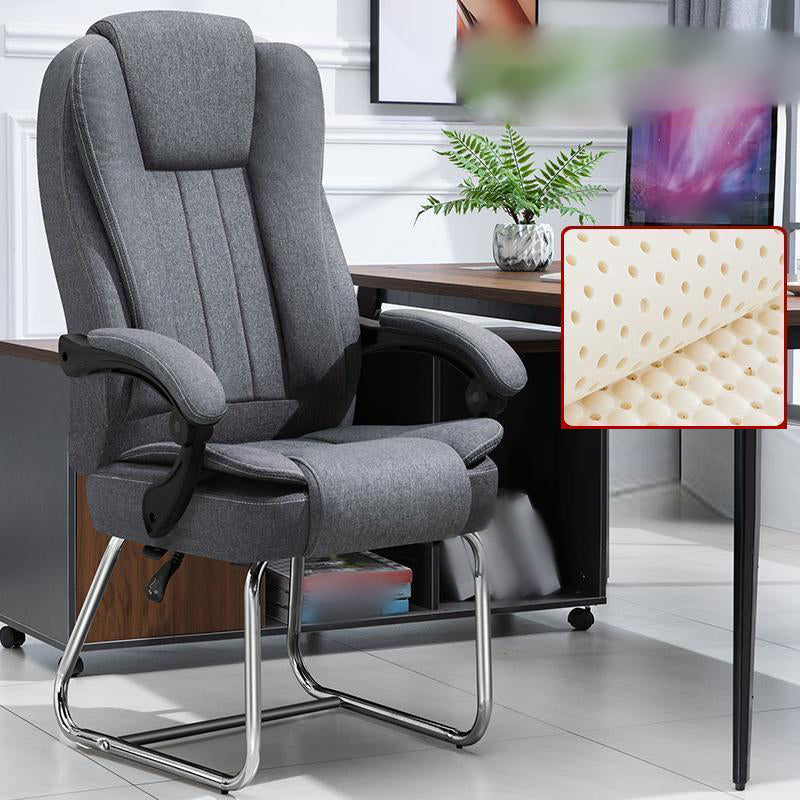 Modern Ergonomic Executive Chair Adjustable Arms No Wheels Managers Chair