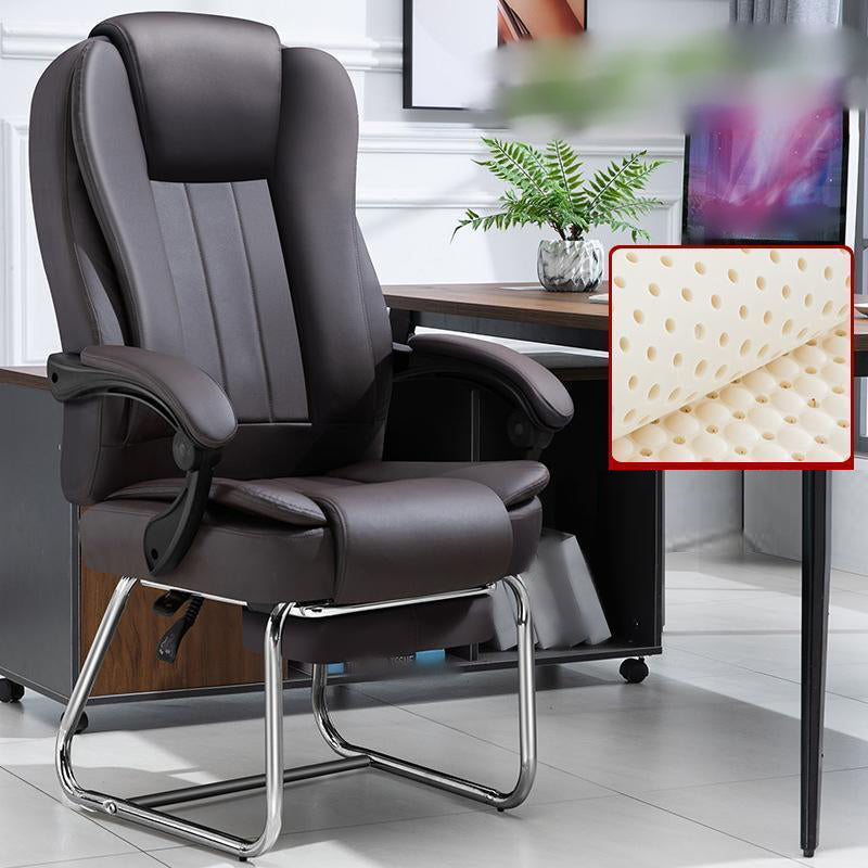 Modern Ergonomic Executive Chair Adjustable Arms No Wheels Managers Chair