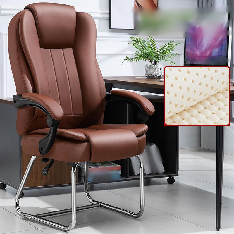 Modern Ergonomic Executive Chair Adjustable Arms No Wheels Managers Chair