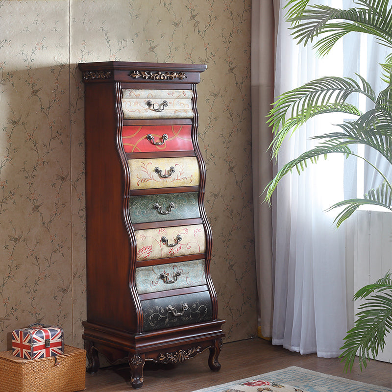 Traditional Style Lingerie Chest Vertical Wooden Storage Chest with 7 Drawers