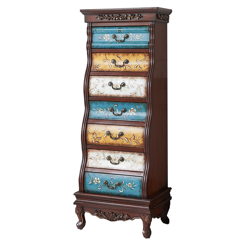 Traditional Style Lingerie Chest Vertical Wooden Storage Chest with 7 Drawers