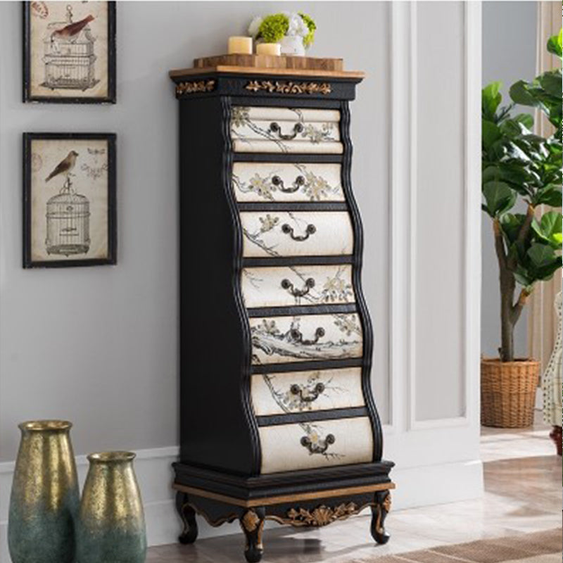 Traditional Style Lingerie Chest Vertical Wooden Storage Chest with 7 Drawers