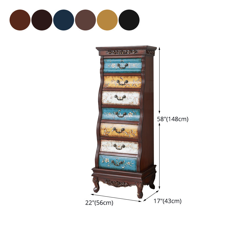 Traditional Style Lingerie Chest Vertical Wooden Storage Chest with 7 Drawers