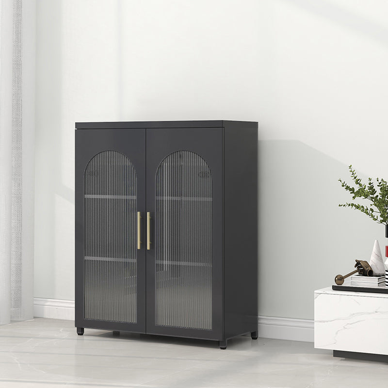 Modern Steel Bookcase, Glass Door Closed Back Bookshelf for Any Room