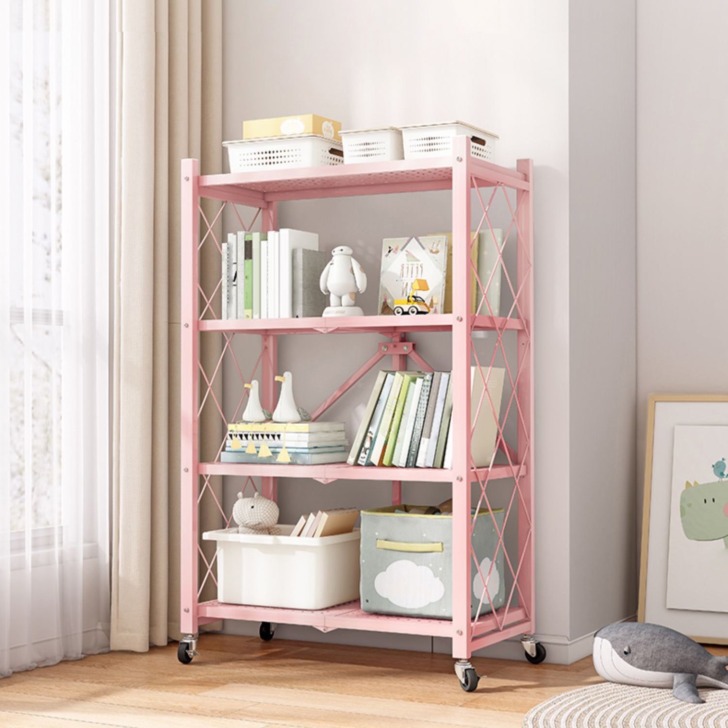 Modern Metal Bookcase, Geometric Open Back Bookshelf for Any Room