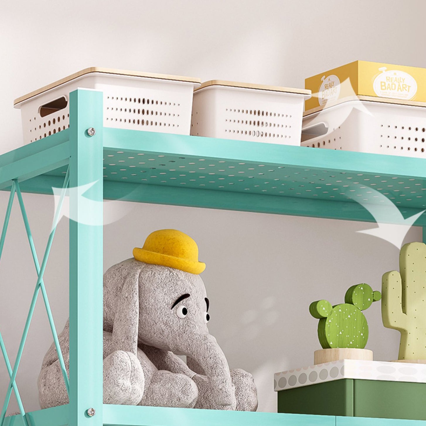 Modern Metal Bookcase, Geometric Open Back Bookshelf for Any Room