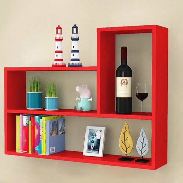 Modern Floating Book Shelf Wall Mounted Manufactured Wood Bookcase