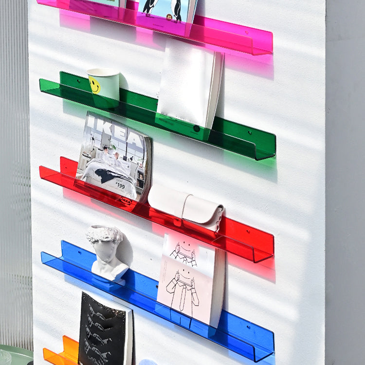 Acrylic Wall Mounted Storage Bookshelf 23.5"L Modern Bookcase for Home