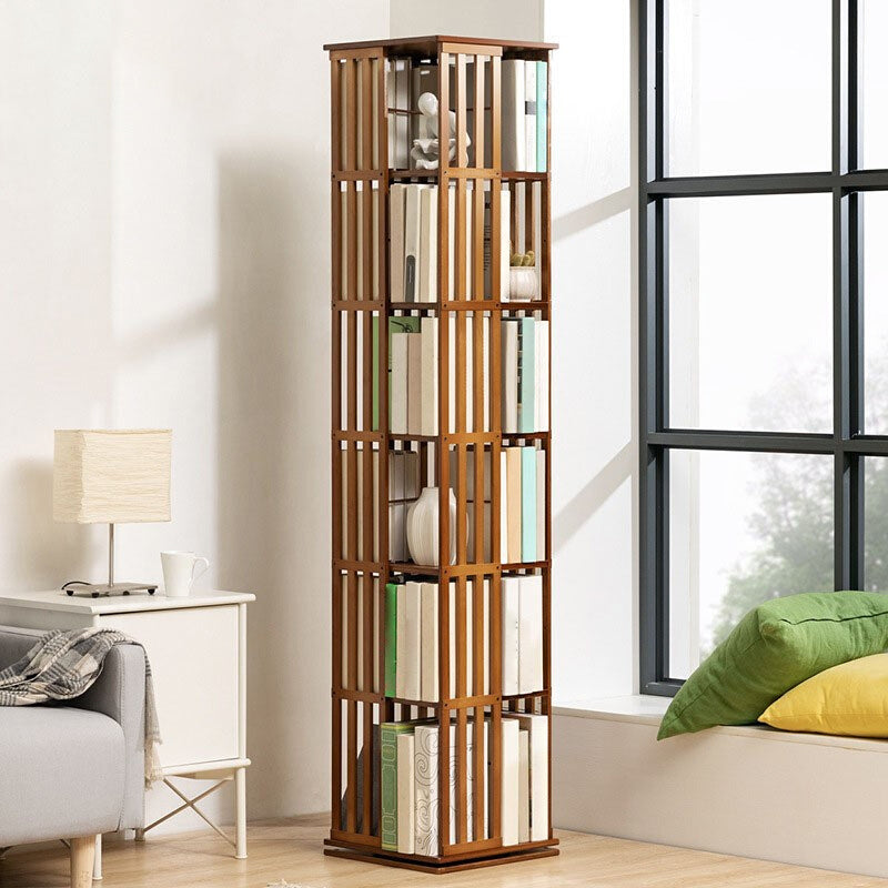 Rotatable Storage Bookshelf Modern Geometric Closed Back Bookcase