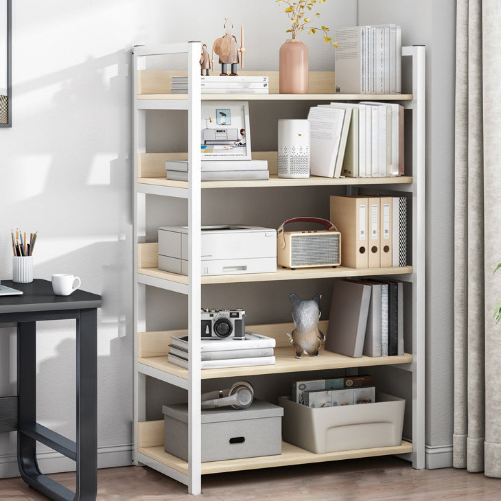Open Metal Wooden Bookcase Modern Home Living Room Bookshelf