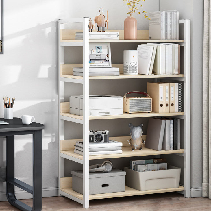 Open Metal Wooden Bookcase Modern Home Living Room Bookshelf