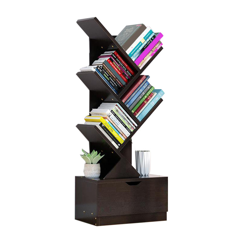 Contemporary Style Bookshelf Engineer Wood Closed Back Bookcase for Home
