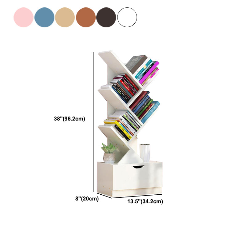Contemporary Style Bookshelf Engineer Wood Closed Back Bookcase for Home