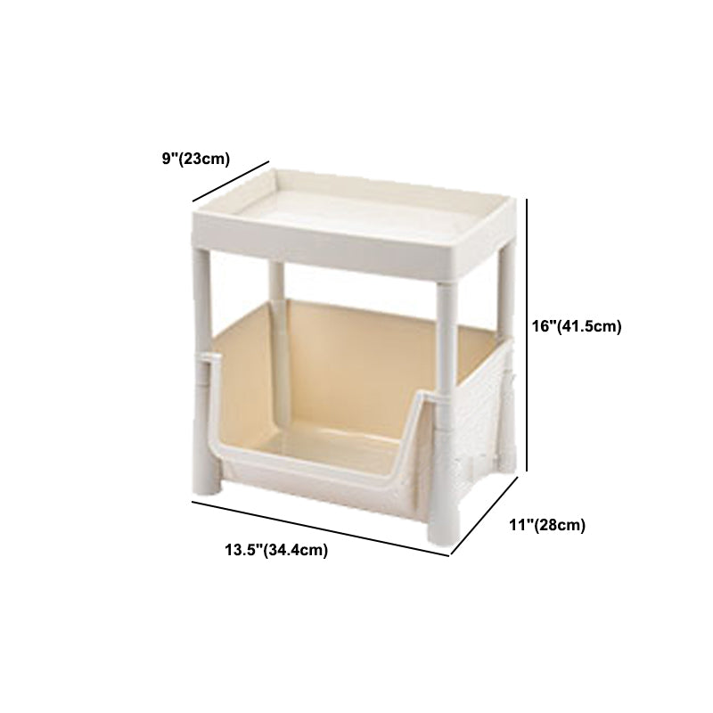 White Contemporary Standard Adjustable with Wheels Plastic Bookshelf for Home