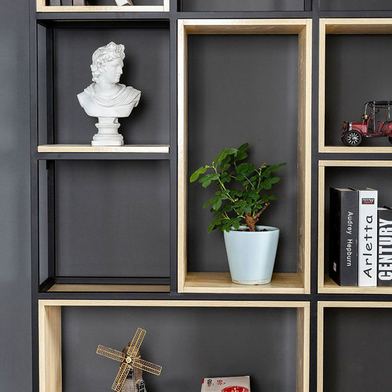 9.8" W Contemporary Geometric Bookshelf Open Back Metal Bookcase