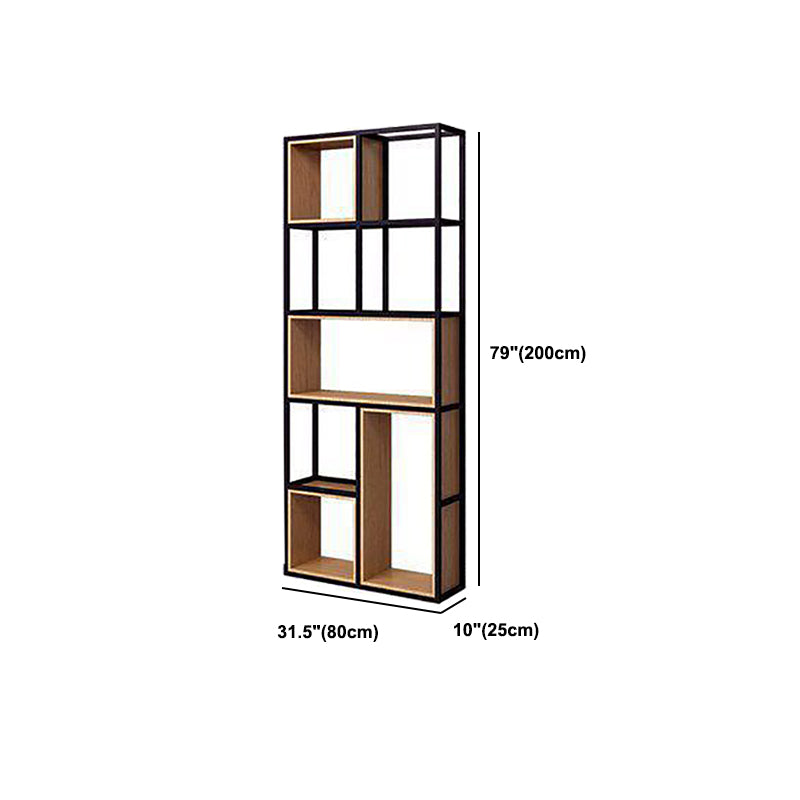 9.8" W Contemporary Geometric Bookshelf Open Back Metal Bookcase